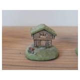 Lot of (2) Handmade Resin Norwegian Cottages by Candy Design