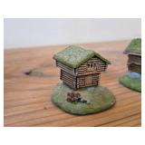 Lot of (2) Handmade Resin Norwegian Cottages by Candy Design