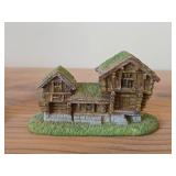 Lot of (2) Handmade Resin Norwegian Cottages by Candy Design