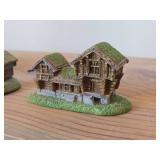 Lot of (2) Handmade Resin Norwegian Cottages by Candy Design