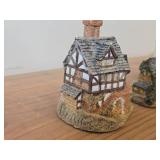 Lilliput Lane Clare Cottage Resin Figurine (UK) + The Bake House Figurine from David Winker Cottages Collection (Great Britain) + Lilliput Lane The Ugly House (Great Britain), The Bull Long Mumford Fi