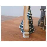 Set of 6 Ceramic Tea Light Houses / Structures by Rice - Ski Jump, Iola Mills, Hobbies Store, Iola Winter Sports Club, Church, House - Each Piece Signed and Authenticated on Bottom