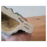 Set of 6 Ceramic Tea Light Houses / Structures by Rice - Ski Jump, Iola Mills, Hobbies Store, Iola Winter Sports Club, Church, House - Each Piece Signed and Authenticated on Bottom