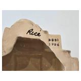 Set of 6 Ceramic Tea Light Houses / Structures by Rice - Ski Jump, Iola Mills, Hobbies Store, Iola Winter Sports Club, Church, House - Each Piece Signed and Authenticated on Bottom