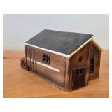 Set of 6 Ceramic Tea Light Houses / Structures by Rice - Ski Jump, Iola Mills, Hobbies Store, Iola Winter Sports Club, Church, House - Each Piece Signed and Authenticated on Bottom