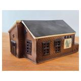 Set of 6 Ceramic Tea Light Houses / Structures by Rice - Ski Jump, Iola Mills, Hobbies Store, Iola Winter Sports Club, Church, House - Each Piece Signed and Authenticated on Bottom