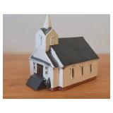 Set of 6 Ceramic Tea Light Houses / Structures by Rice - Ski Jump, Iola Mills, Hobbies Store, Iola Winter Sports Club, Church, House - Each Piece Signed and Authenticated on Bottom