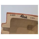 Set of 6 Ceramic Tea Light Houses / Structures by Rice - Ski Jump, Iola Mills, Hobbies Store, Iola Winter Sports Club, Church, House - Each Piece Signed and Authenticated on Bottom