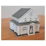Set of 6 Ceramic Tea Light Houses / Structures by Rice - Ski Jump, Iola Mills, Hobbies Store, Iola Winter Sports Club, Church, House - Each Piece Signed and Authenticated on Bottom