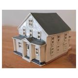 Set of 6 Ceramic Tea Light Houses / Structures by Rice - Ski Jump, Iola Mills, Hobbies Store, Iola Winter Sports Club, Church, House - Each Piece Signed and Authenticated on Bottom
