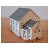 Set of 6 Ceramic Tea Light Houses / Structures by Rice - Ski Jump, Iola Mills, Hobbies Store, Iola Winter Sports Club, Church, House - Each Piece Signed and Authenticated on Bottom
