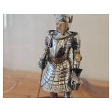 5 1/2" Medieval Knight theme Metal Figurine with Glass Cloche with Wood Base