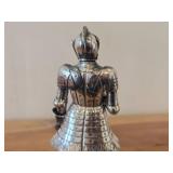5 1/2" Medieval Knight theme Metal Figurine with Glass Cloche with Wood Base