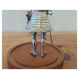 5 1/2" Medieval Knight theme Metal Figurine with Glass Cloche with Wood Base
