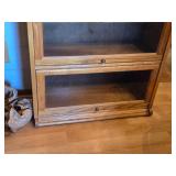 Vintage Oak Wood / Glass-Door Barrister Bookcase 2-door 31" wide x 13" deep x 30" tall