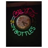 Vintage Coca-Cola Neon Sign with Clock