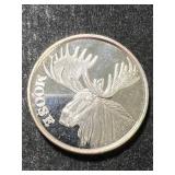 1 TROY OZ .999 FINE SILVER MOOSE ROUND