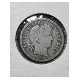 1907 US BARBER DIME