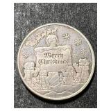 1 TROY OZ .999 FINE SILVER 2003 SEASONS GREETINGS ROUND