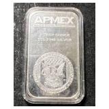 1 TROY OZ .999 FINE SILVER APMEX BAR IN AIRTITE
