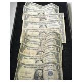 GROUP OF 10 US BLUE SEAL $1 SILVER CERTIFICATES