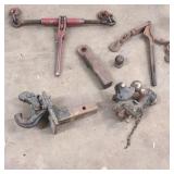 (2) Ratchet load binders; hitch pieces