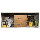 Gray metal cabinet w/contents