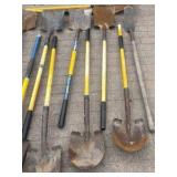 Shovels, spade, scraper, soil compactor; grading rake.