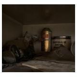 Metal cabinet with contents.