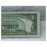 1934A Five Dollar Silver Certificate # L01614860A