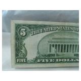 1934A Five Dollar Silver Certificate # L01614860A