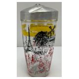 Vintage Bloomfield Industries Cocktail Shaker With Paris Scenes And Recipes And Aluminum Lid