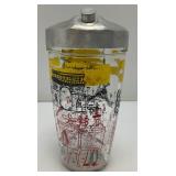 Vintage Bloomfield Industries Cocktail Shaker With Paris Scenes And Recipes And Aluminum Lid
