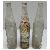 Group Of Vintage Soda Bottles Including 7Up, Mountain Dew, Tab, Coca-Cola And More