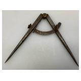 Antique Primitive Machinist Metal Scribe Compasses 6" x 9 3/4"