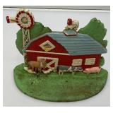 Vintage Heavy Cast Iron Farm Animal And Barn Door Stop 8" x 9"
