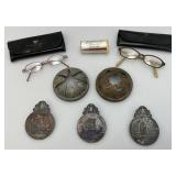 Misc. Vintage Items Including Casted Metal Paper Wieght Spring Clips And More
