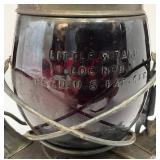 Vintage DIETZ Little Wizard No.8 Oil Lamp With Red Glass