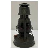 Vintage DIETZ Little Wizard No.8 Oil Lamp With Red Glass