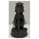 Vintage DIETZ Little Wizard No.8 Oil Lamp With Red Glass
