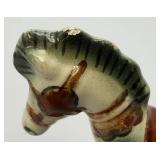 Misc. Miniature Hand-Painted Pocelain Rocking Horses Made In The Philippines 3 1/4" x 3 1/4" And Hand Painted Porcelain Lion Plaque 3" x 3 3/4"