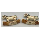 Misc. Miniature Hand-Painted Pocelain Rocking Horses Made In The Philippines 3 1/4" x 3 1/4" And Hand Painted Porcelain Lion Plaque 3" x 3 3/4"