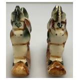 Misc. Miniature Hand-Painted Pocelain Rocking Horses Made In The Philippines 3 1/4" x 3 1/4" And Hand Painted Porcelain Lion Plaque 3" x 3 3/4"