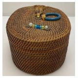 Antique Chinese Rattan Basket 4" x 7" x 10"