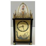 Vintage Swiss Movement Made In Germany Dancing Ballerina Music Box Alarm Clock 3" x 3" x 6" (SEEMS TO WORK)