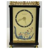 Vintage Swiss Movement Made In Germany Dancing Ballerina Music Box Alarm Clock 3" x 3" x 6" (SEEMS TO WORK)