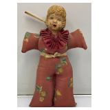 Antique Victorian Era Chalkware Doll Head Pin Cushion 8"