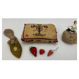 Misc. Antique Pin Cushions Including One Needle Point And More