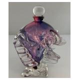 EST. $225.00-$350.00 Very RARE Gail D. Gill Signed High Relief Decoration Hand Blown Glass Perfume Bottle 5" x 5" x 6"