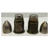 Pair Of WWI Bullet Shell Salt & Pepper Shakers Camp "Hancock" Augusta Ga 3"